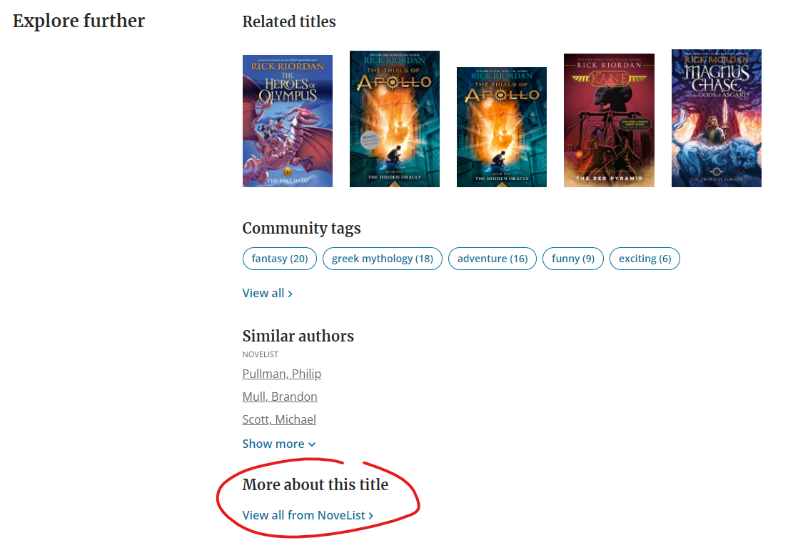 Explore further. Related Titles. Community tags: view all. Similar authors: show more. More about this title: view all from NoveList.
