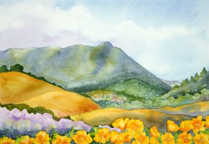 Mountain watercolor painting