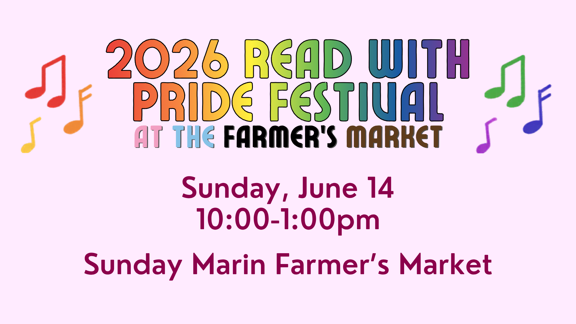2026 Read with Pride Festival at the Farmer's Market banner