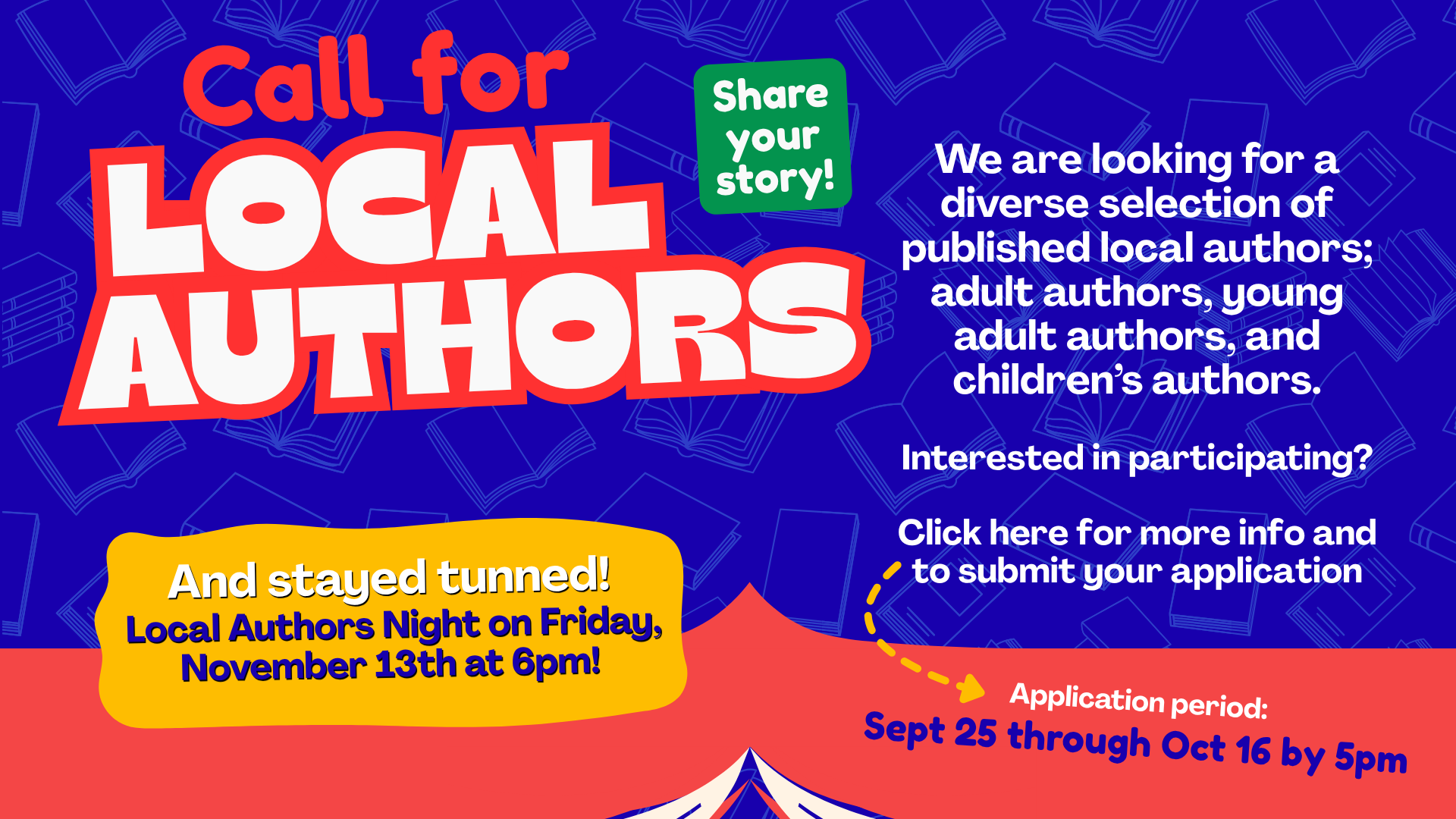 Call for Local Authors for Local Author Night!